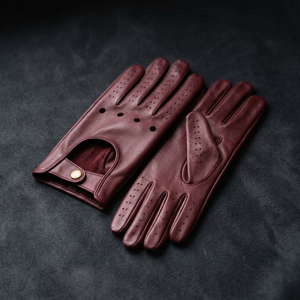 Burgundy Keyhole Driving Gloves